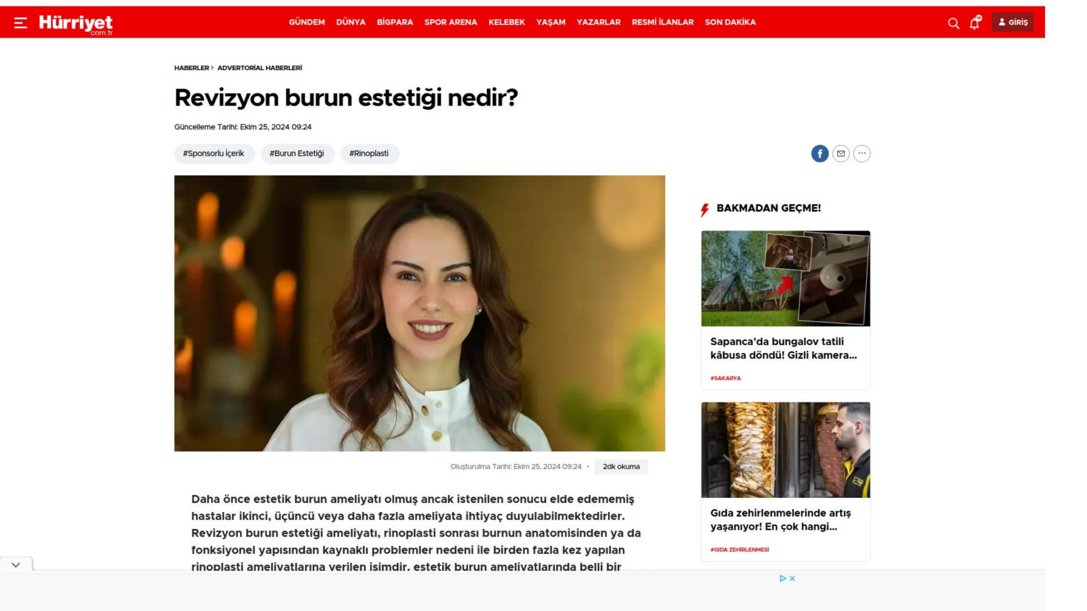 Hürriyet - Revizyon Burun Ameliyatı Haberi